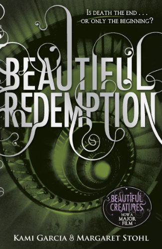 Book cover for Beautiful Redemption featuring a green spiral staircase background and ornate typography.