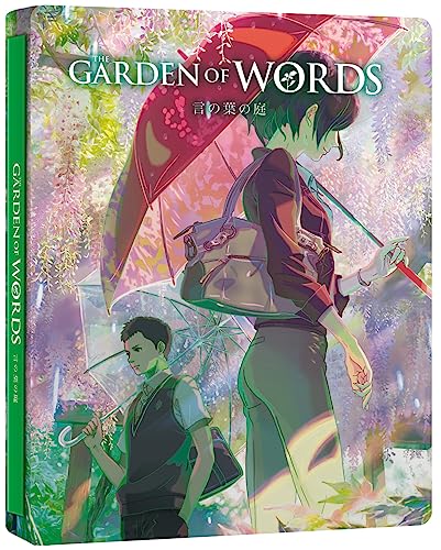 Steelbook Blu-ray cover featuring two anime characters with umbrellas.