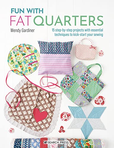 Sewing project book cover with colorful quilted items and floral fabric.