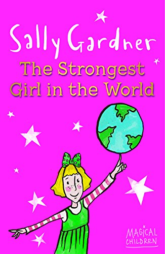 Girl lifting a globe on a bright pink book cover.