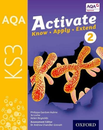 School textbook cover: "AQA Activate KS3 Student Book 2" with DNA image.