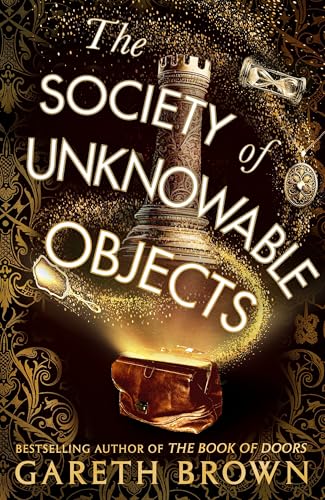 Book cover featuring a chess rook, a leather bag, and gold sparkles on black.