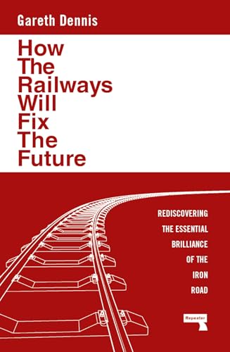 Book cover with white text on red, featuring a curved railway track.