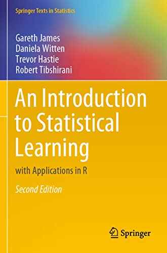 Book cover for An Introduction to Statistical Learning with a yellow and blue background.