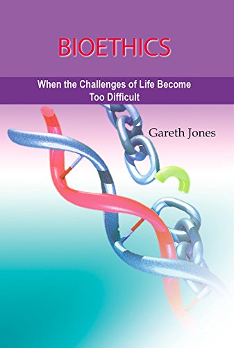 Book cover for “Bioethics” with DNA helix and broken chain imagery.