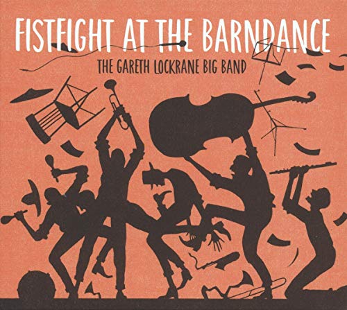 Orange album cover with silhouettes of musicians fighting, instruments broken around them.