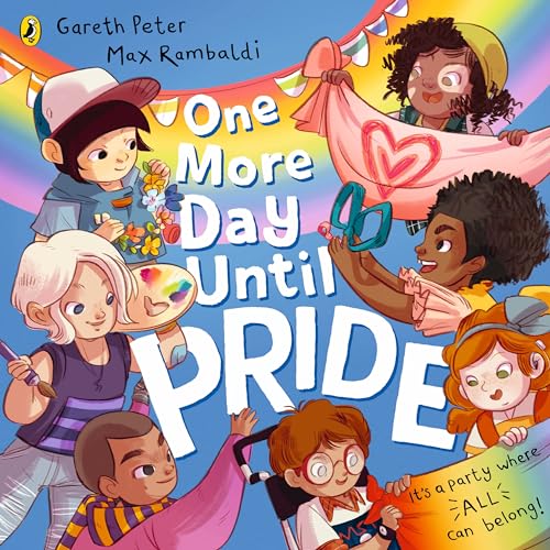 Children with diverse appearances preparing for a Pride celebration.