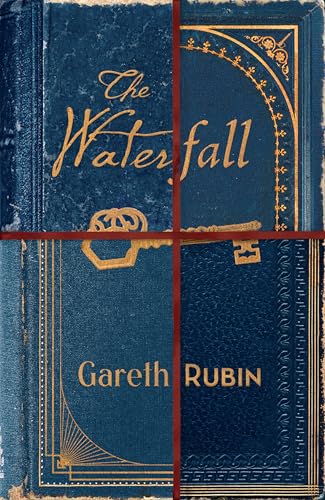 Book cover for “The Waterfall” by Gareth Rubin, with key and floral designs.