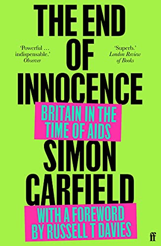 Book cover with black text on a lime green background and pink text boxes.