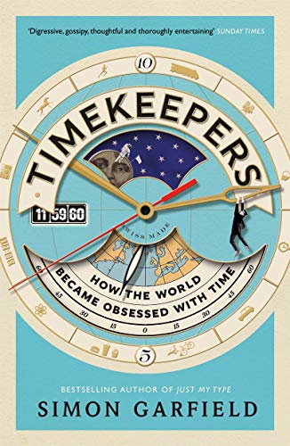 Book cover: "Timekeepers" with clock face imagery and a world map.