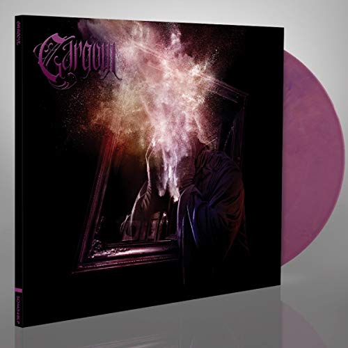 Vinyl record cover with a figure emerging from a glowing mirror.