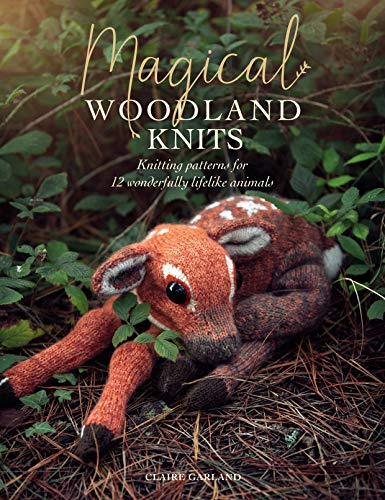 Book cover featuring a knitted fawn lying amongst green foliage.