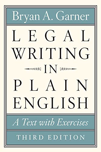 Book cover for Legal Writing in Plain English, Third Edition by Bryan A. Garner.