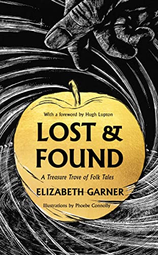 Book cover: golden apple with “Lost & Found” text, swirling black lines.