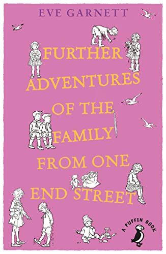 Book cover with sketched children and yellow title text on pink.