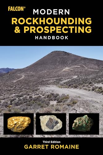Book cover: "Modern Rockhounding & Prospecting Handbook" with desert landscape and mineral samples.