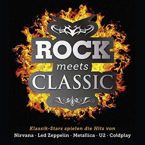 CD cover with "Rock meets Classic" text over a fiery background.