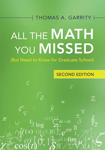 Green book cover with white text: "All the Math You Missed," mathematical symbols.
