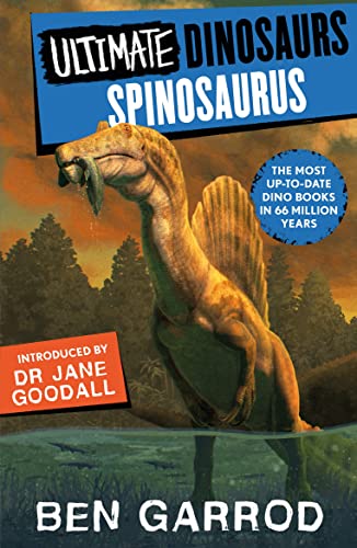 Book cover featuring a Spinosaurus dinosaur with a fish in its mouth.