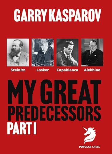 Book cover: "My Great Predecessors Part I" featuring chess masters.