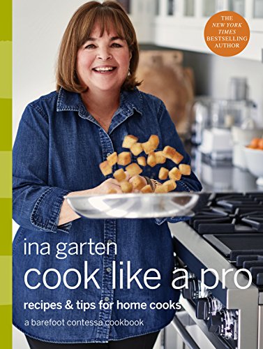 Ina Garten cookbook cover with her tossing food in a pan.