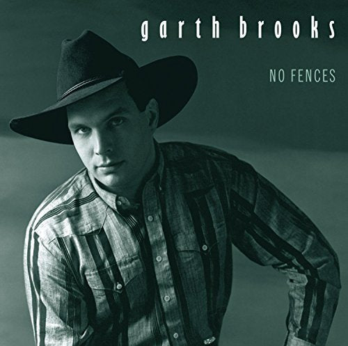 Garth Brooks album cover, featuring him in a cowboy hat and striped shirt.