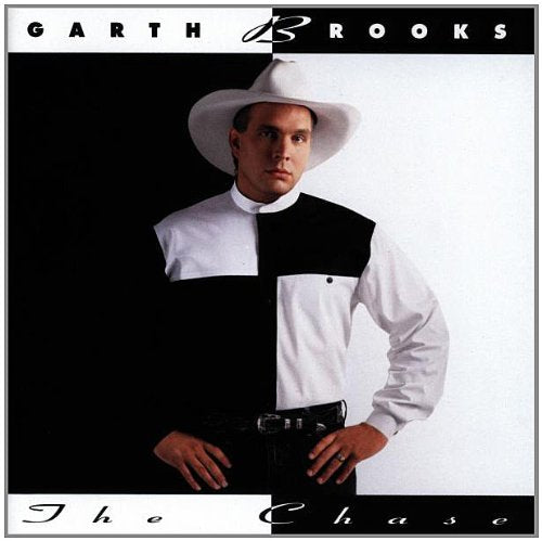 Garth Brooks album cover, "The Chase," featuring a black and white portrait.