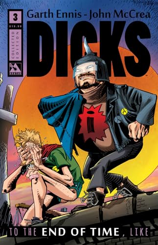Comic book cover: a man with a spiked helmet looms over another figure.