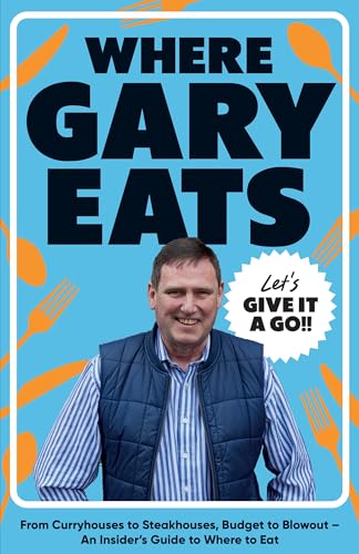 Book cover: "Where Gary Eats" featuring a man and cutlery graphics.