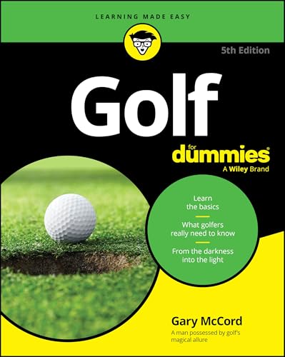 Book cover for Golf For Dummies 5th Edition featuring a golf ball on green.