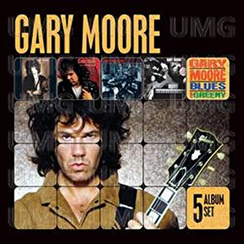 Gary Moore album cover featuring portrait and guitar imagery.