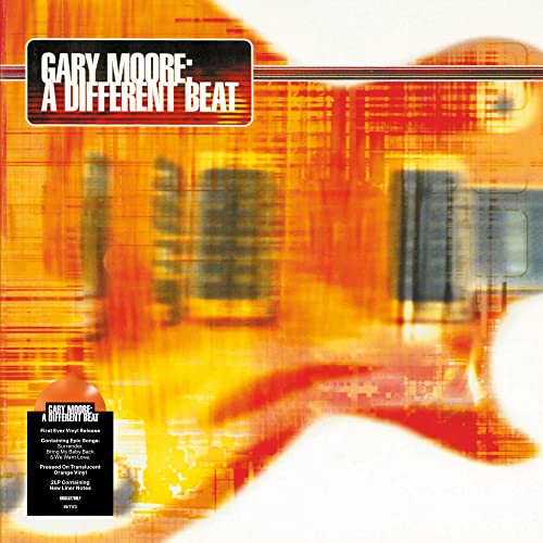 Gary Moore album cover, "A Different Beat", orange and blurred abstract art.