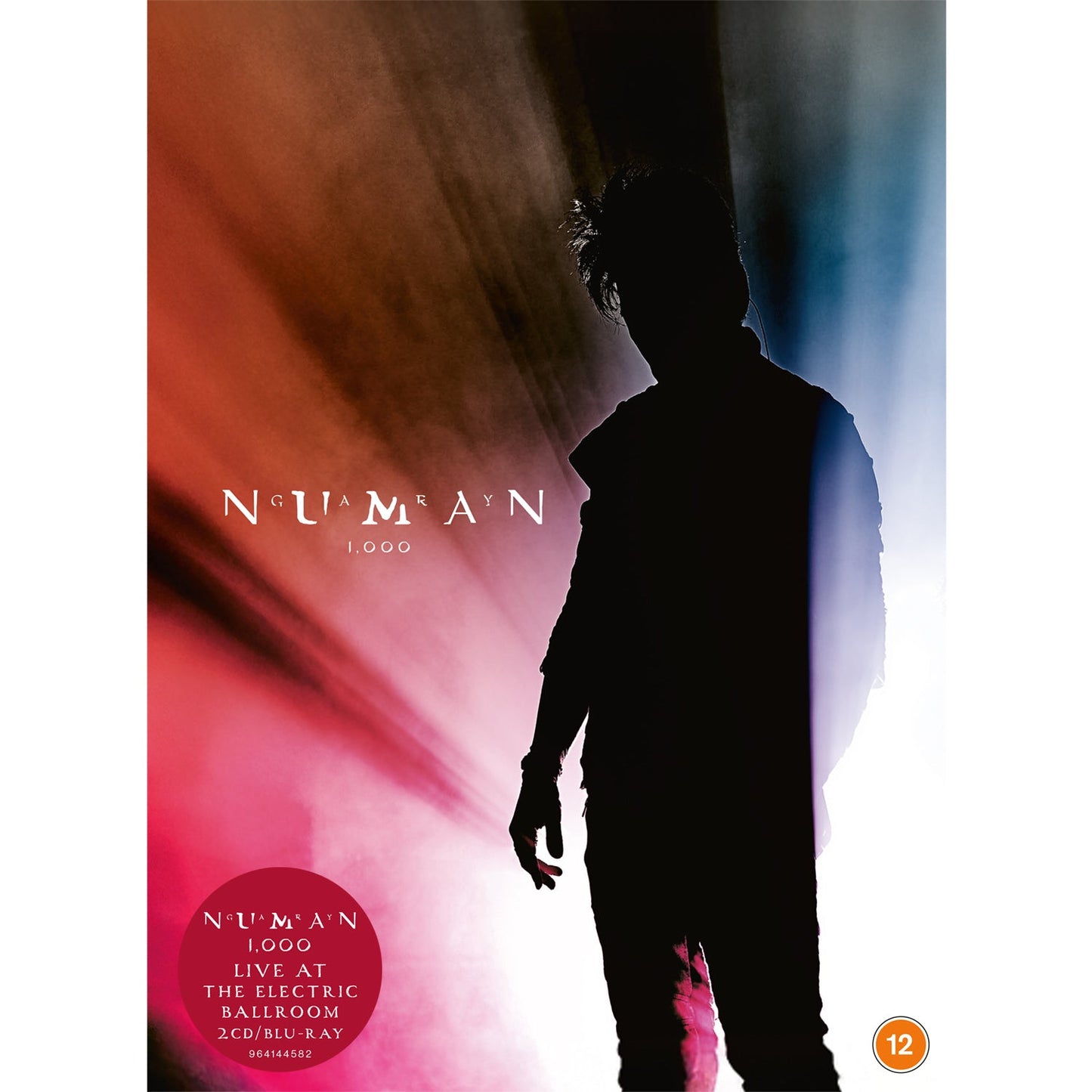 Silhouette of Gary Numan against red and blue stage lights with album title text.