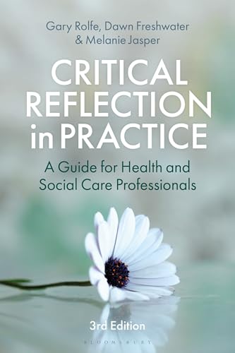 Book cover for Critical Reflection in Practice with a white flower on a background.