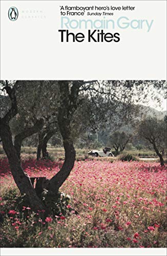 Book cover for The Kites by Romain Gary showing a field of pink flowers.