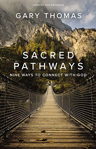 Book cover: "Sacred Pathways" with a mountain and suspension bridge image.