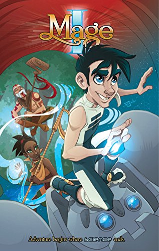 Comic book cover featuring a young hero with magical energy and companions.