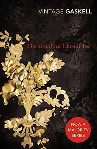 Book cover for The Cranford Chronicles featuring gold floral patterns on a black background.