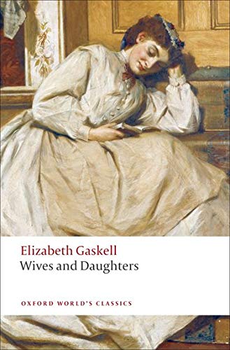 Book cover: painting of a woman reading, title “Wives and Daughters.”