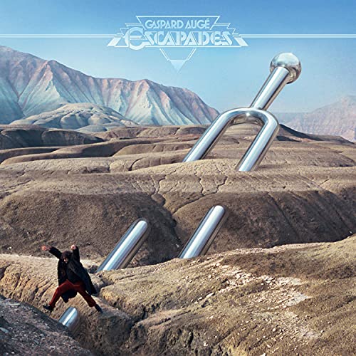 CD cover: desert landscape with tuning forks and a jumping figure.