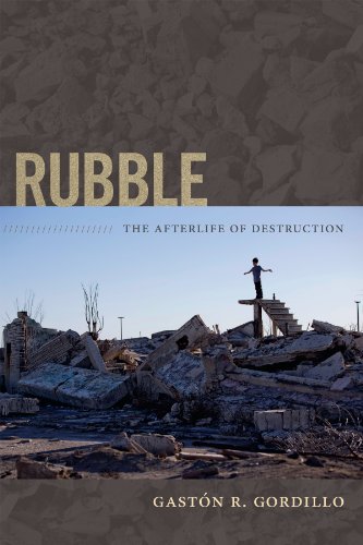 Book cover: rubble landscape with a person standing on debris.