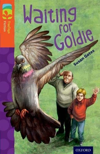 Book cover: large pigeon flying near a man and child.