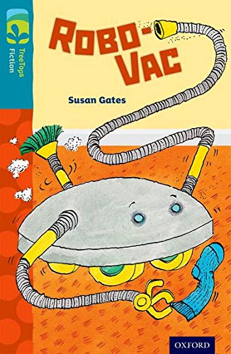 Book cover: illustrated robot vacuum cleaner with orange and blue details.