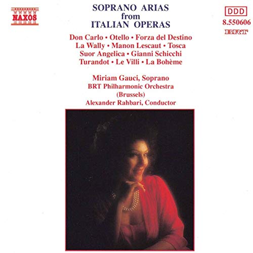 CD cover featuring Miriam Gauci in a red shawl, opera arias listed.