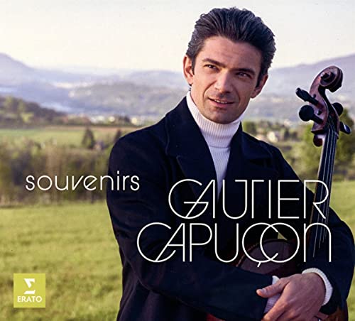 Cellist Gautier Capuçon on album cover with landscape background.