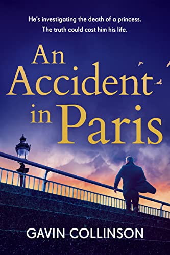 Book cover: "An Accident in Paris" with a man overlooking a bridge.