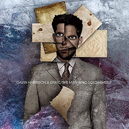 CD cover: man’s portrait fragmented with aged paper textures.