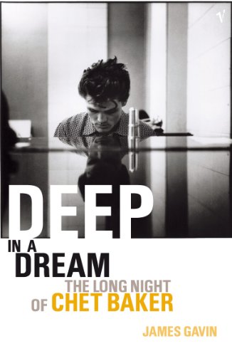 Black and white book cover featuring jazz musician Chet Baker’s portrait.