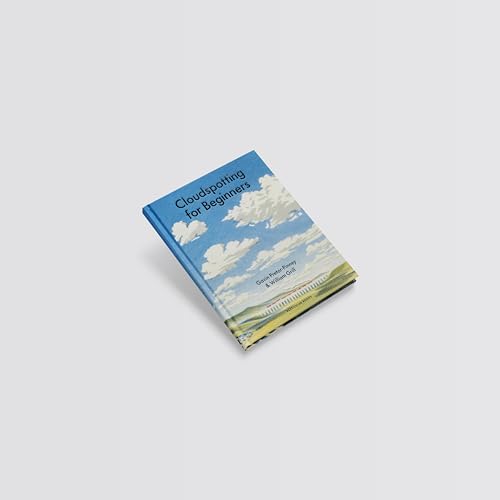 Book cover, “Cloudspotting For Beginners,” with a painted sky illustration.