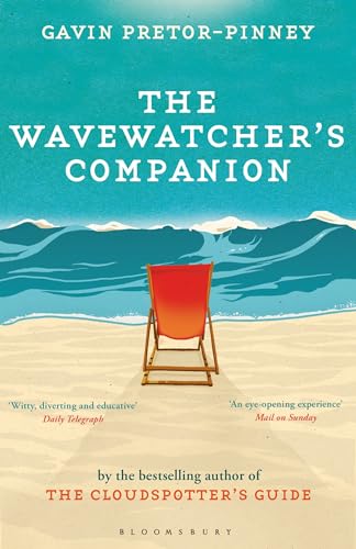 Book cover with waves, a beach, and a red deck chair.